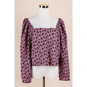 Sz M Madewell 100% Cotton Marilyn Pullover Blouse In Classic Floral Plum EUC